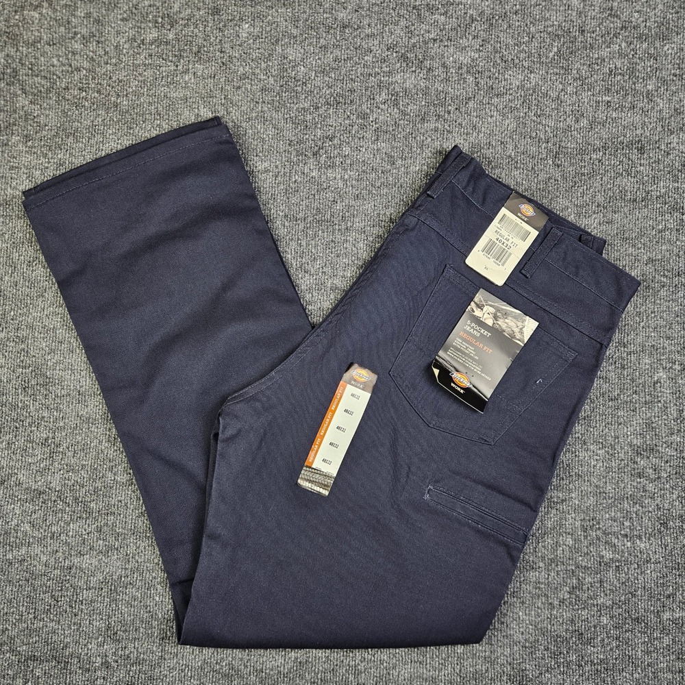 Dickies 5-Pocket Work Jeans Pants Men's 40x32 Regular‎ Fit Navy Blue Flat Front